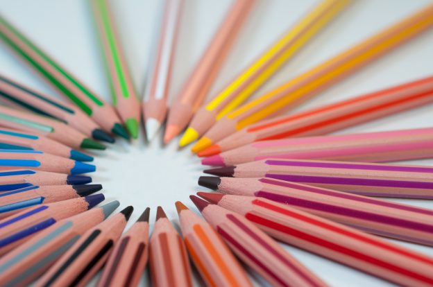 Abstract image of differently coloured pencils