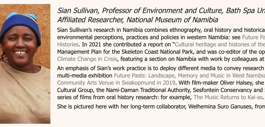 Professor Sian Sullivan becomes Research Associate of Namibian Institute